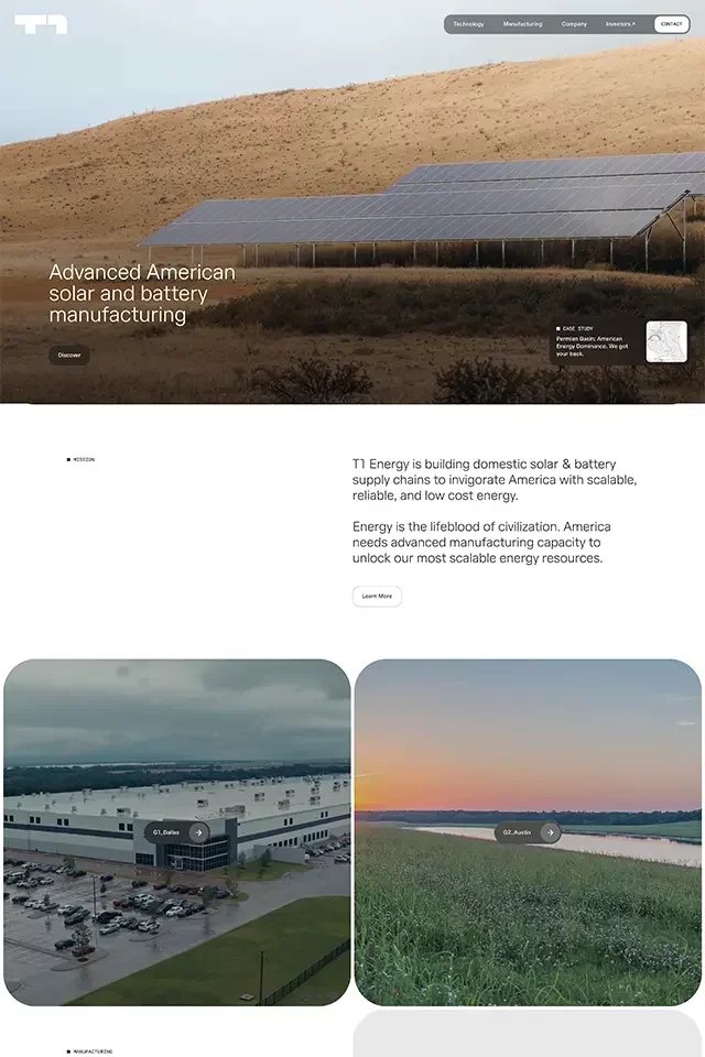 T1 Energy landing page