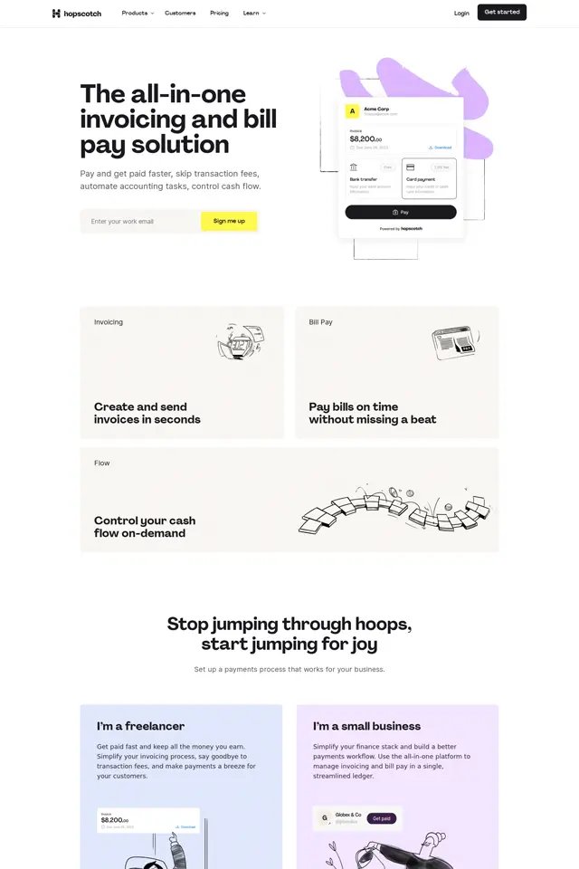 Hopscotch landing page