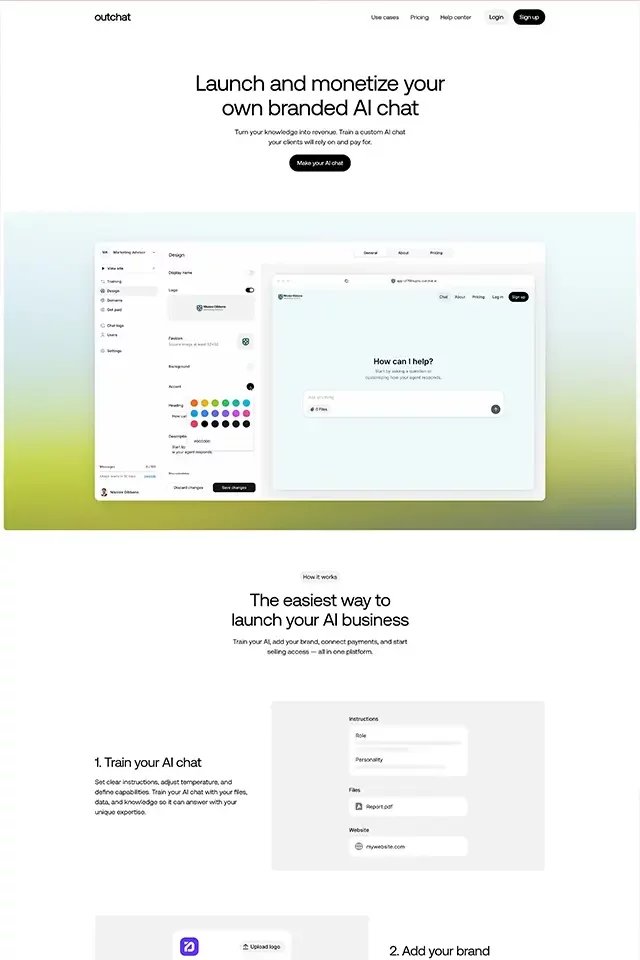 Outchat landing page