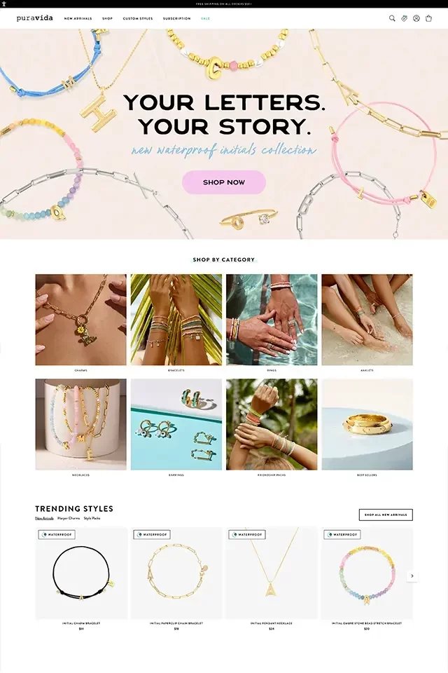 Pura Vida Bracelets landing page