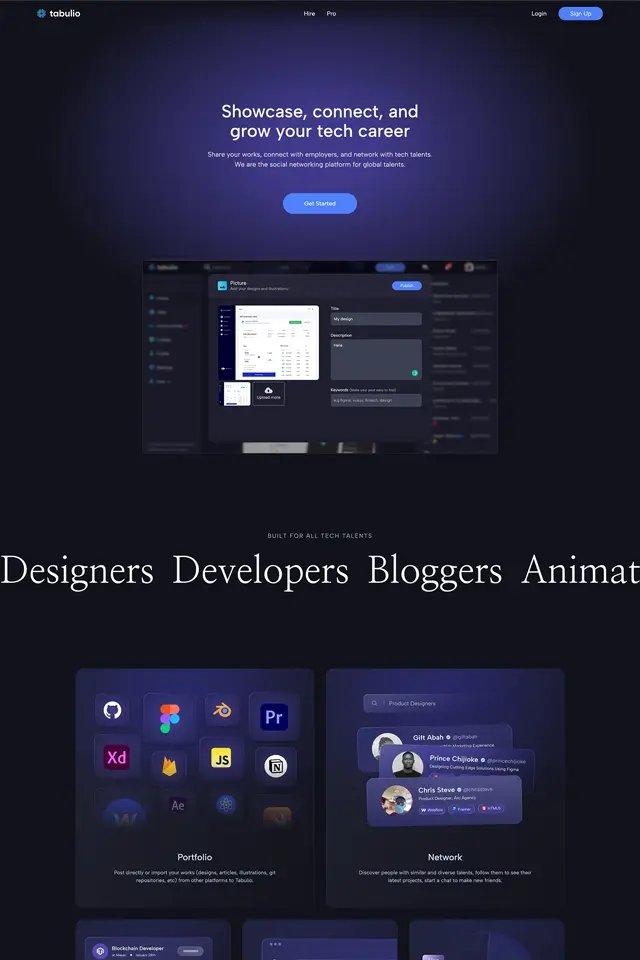 Tabulio landing page