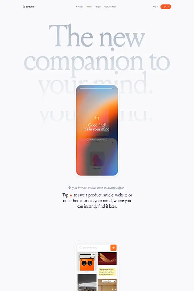 Mymind landing page