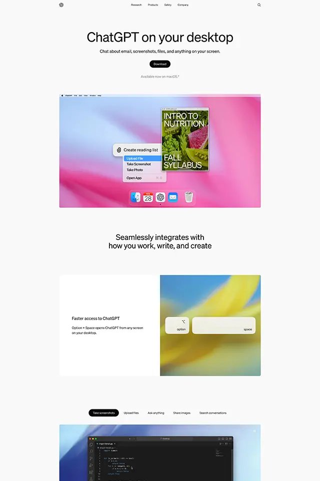 ChatGPT landing page