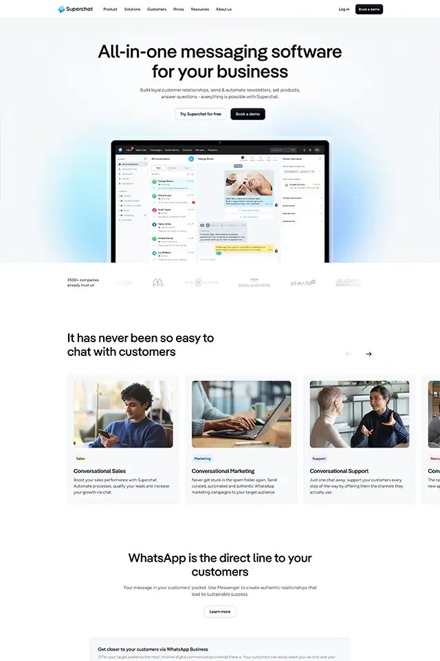 Superchat landing page