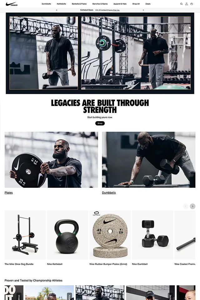 Nike Strength landing page