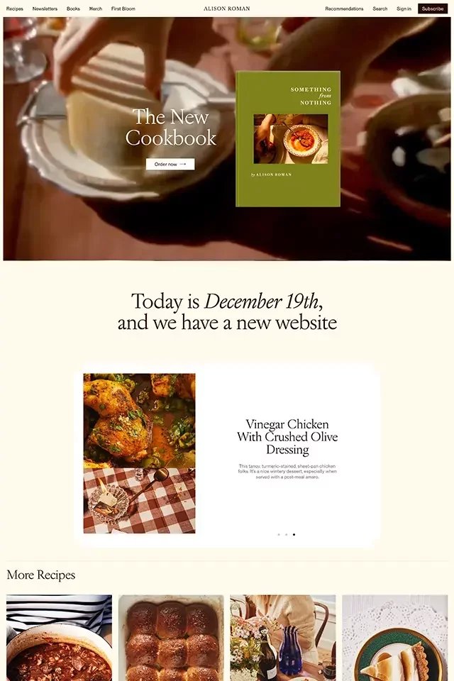 Alison Roman landing page