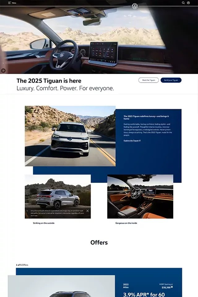 Volkswagen landing page