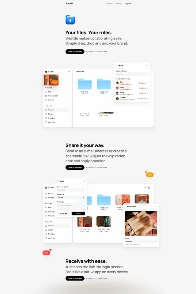 Shuttle landing page