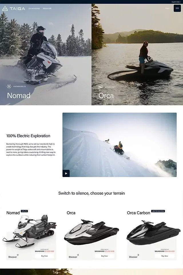 Taiga Motors landing page