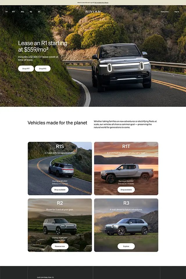 Rivian landing page