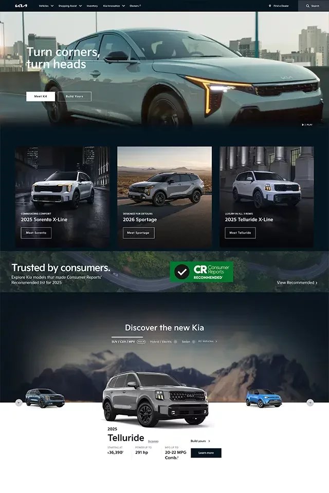Kia landing page
