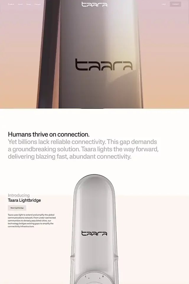 Taara landing page
