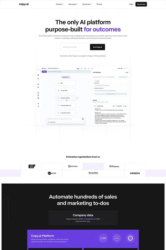 Copy.ai landing page
