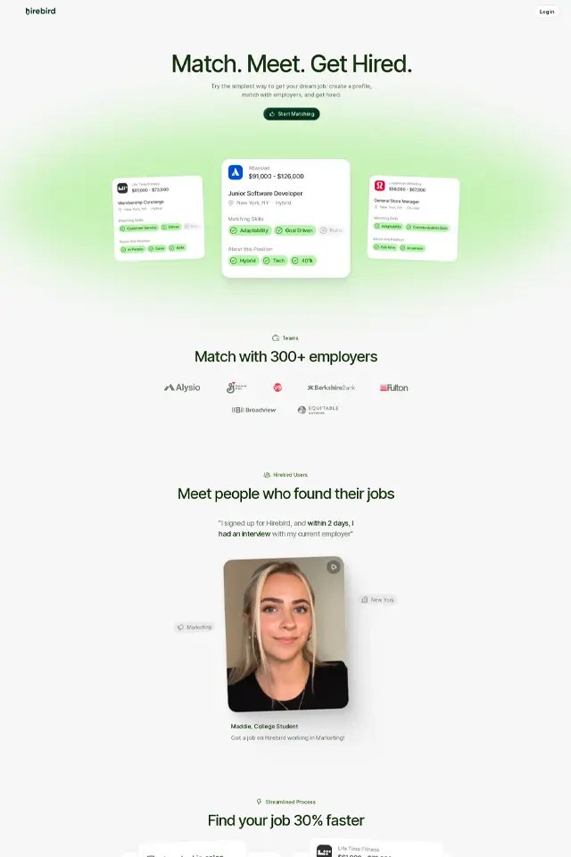 Hirebird landing page