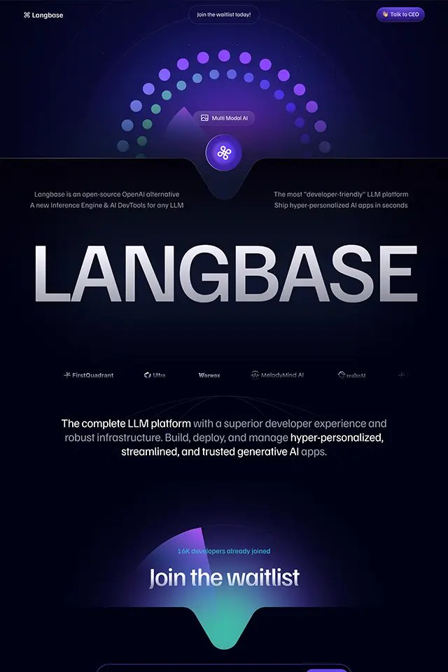 Langbase landing page