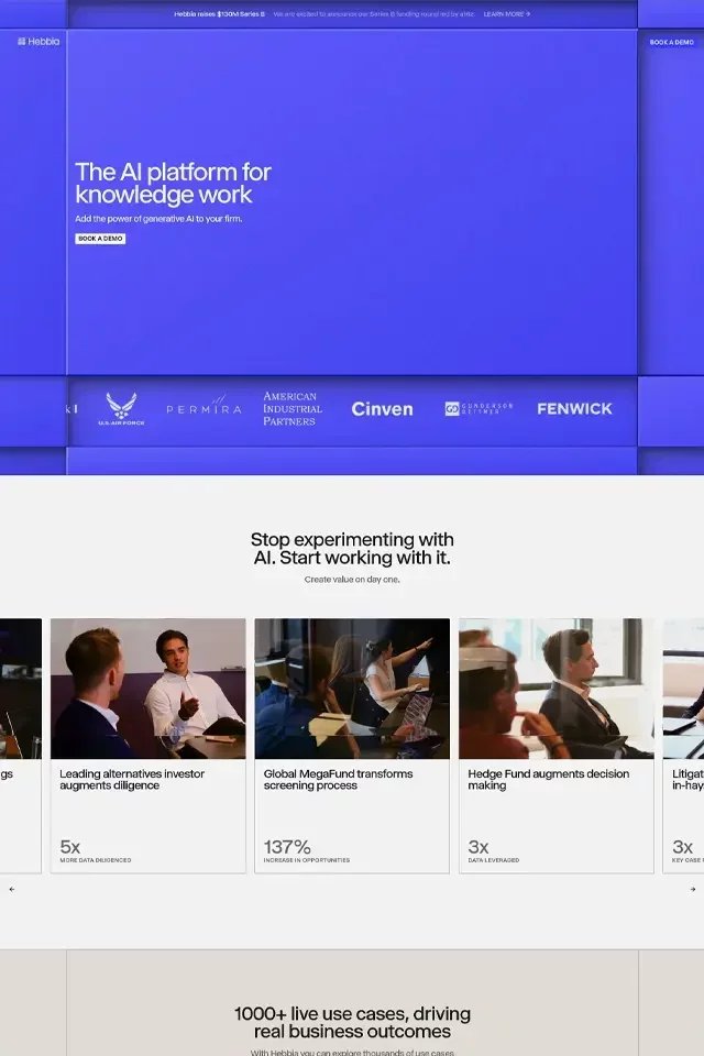 Hebbia landing page
