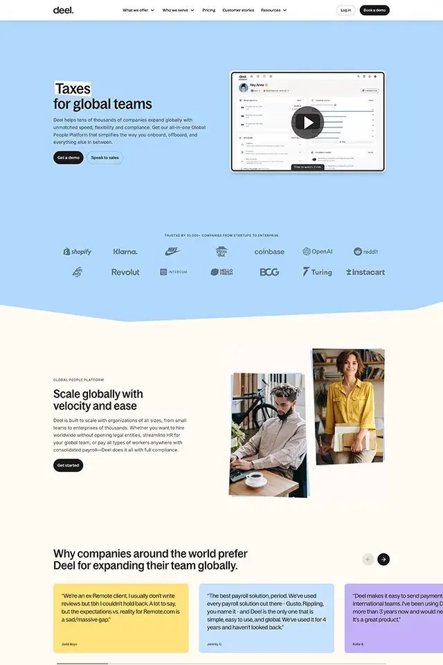 Deel landing page