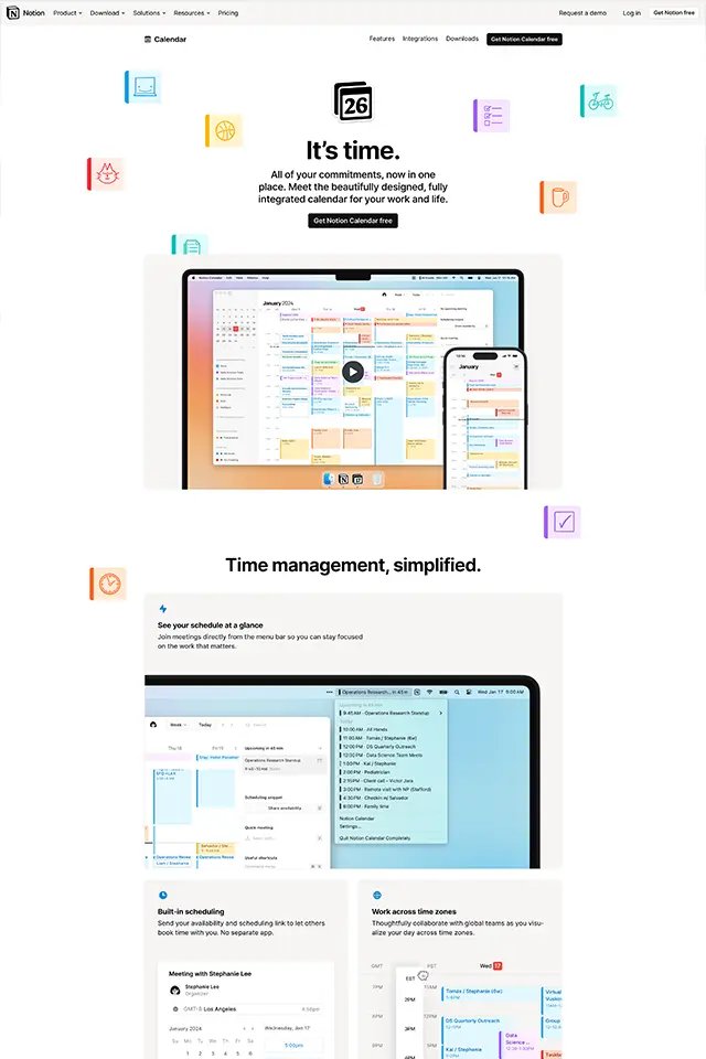 Notion Calendar landing page