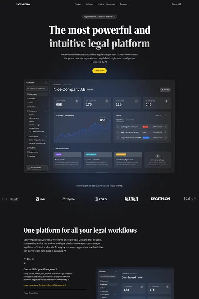 Pocketlaw landing page