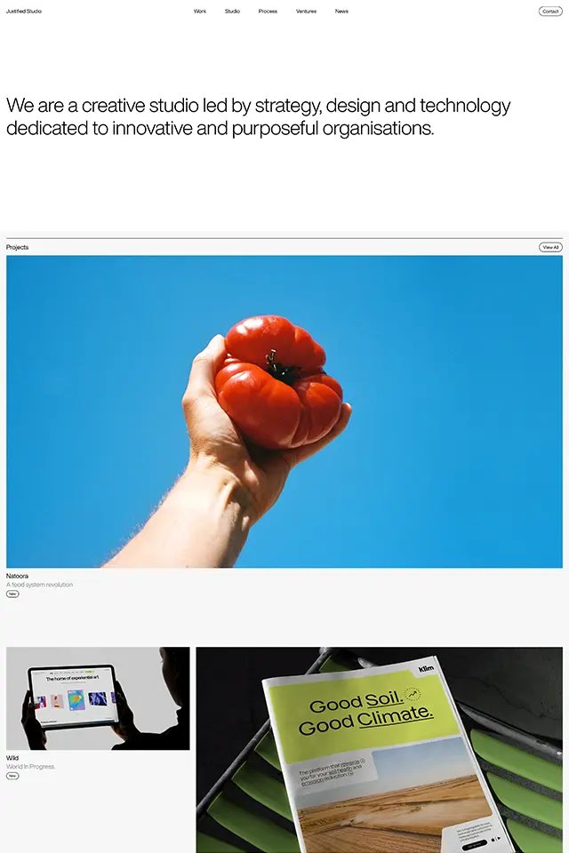 Justified.Studio landing page