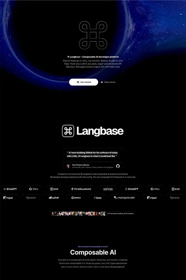 Langbase landing page