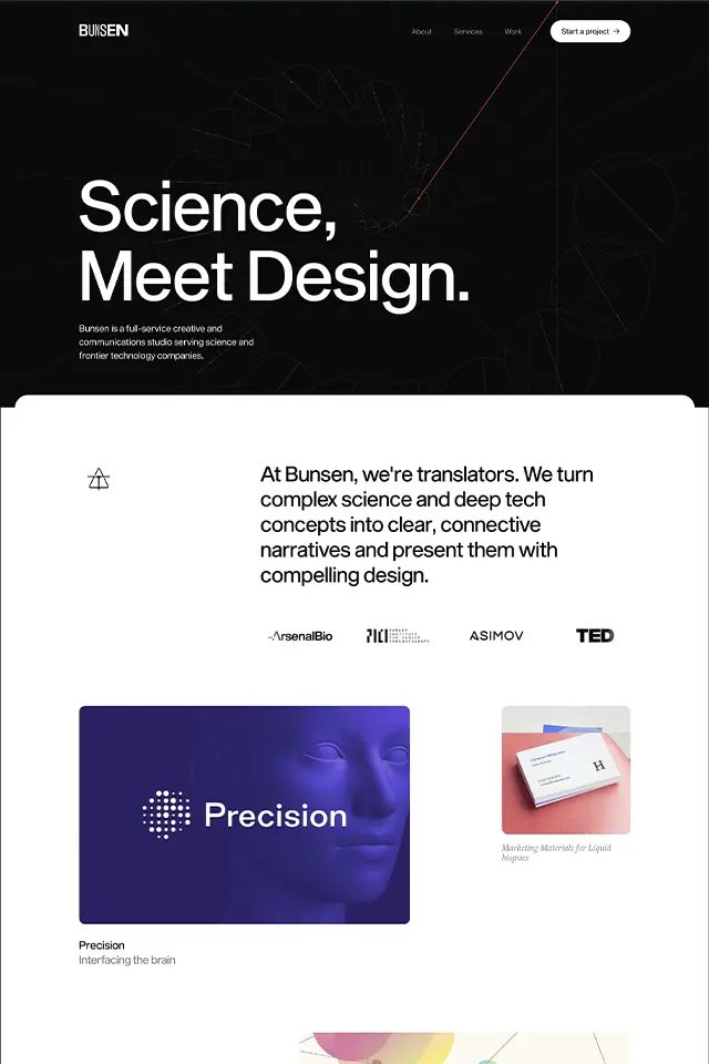 Bunsen Studio landing page