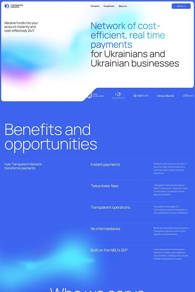 Transparent Network landing page