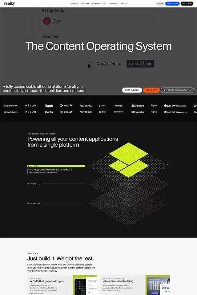 Sanity landing page