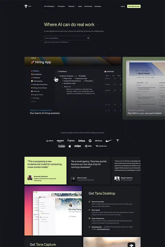 Tana landing page