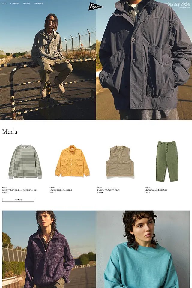 Pilgrim Surf Supply landing page