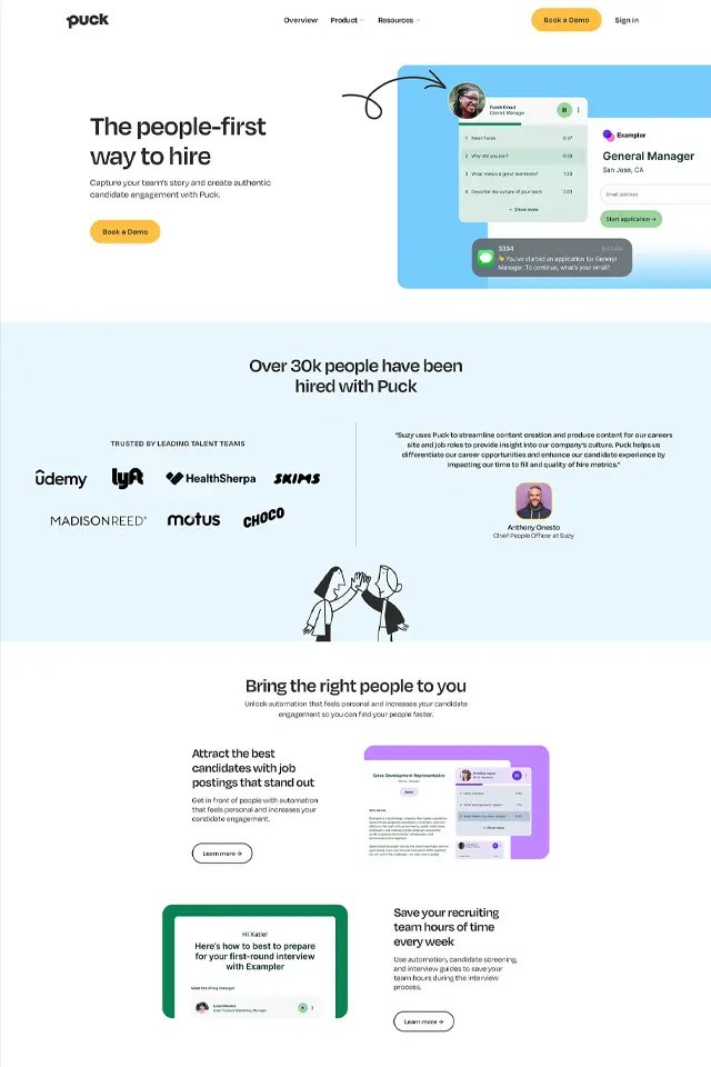 Puck landing page