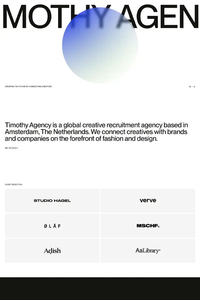 Timothy Agency landing page