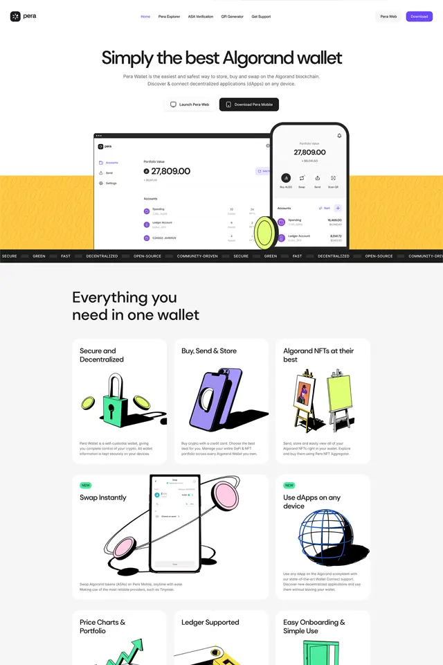 Pera Wallet landing page