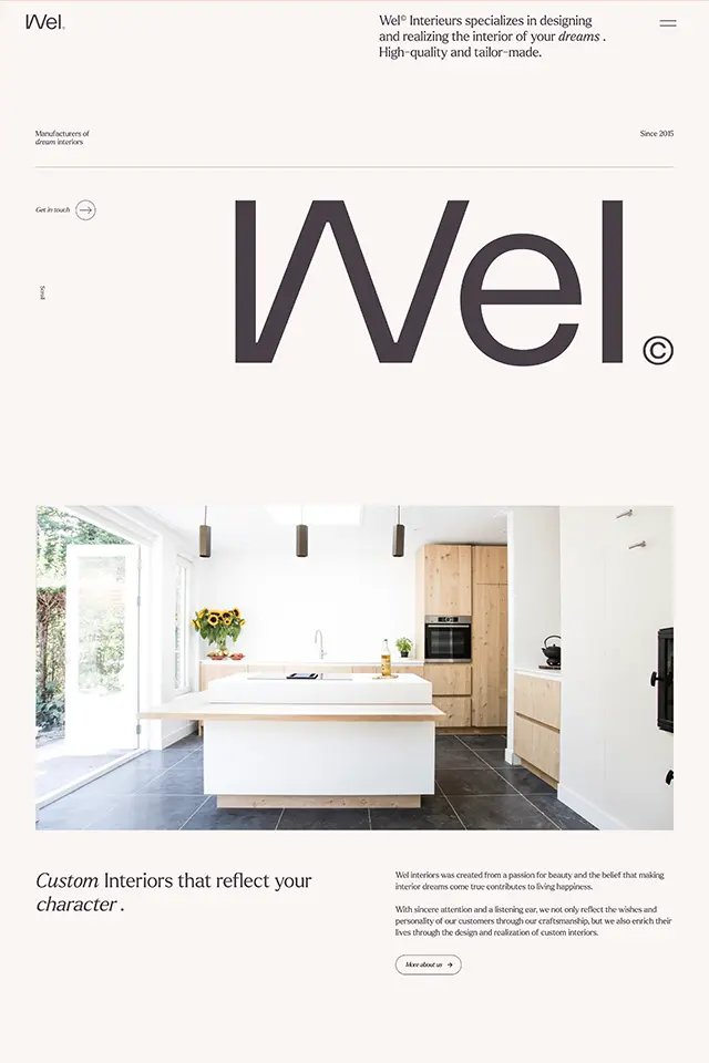 Wel Interieurs landing page