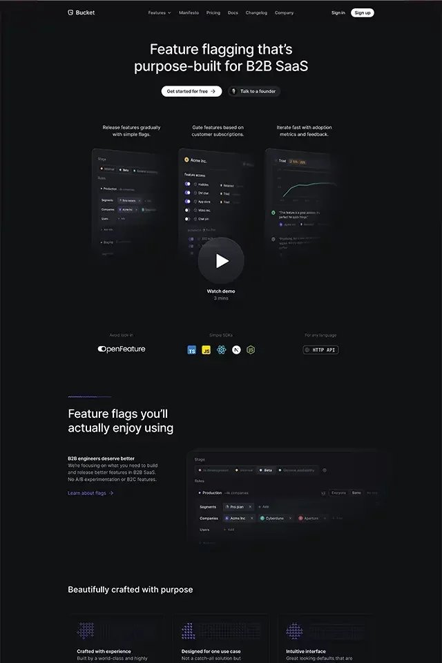 Bucket landing page