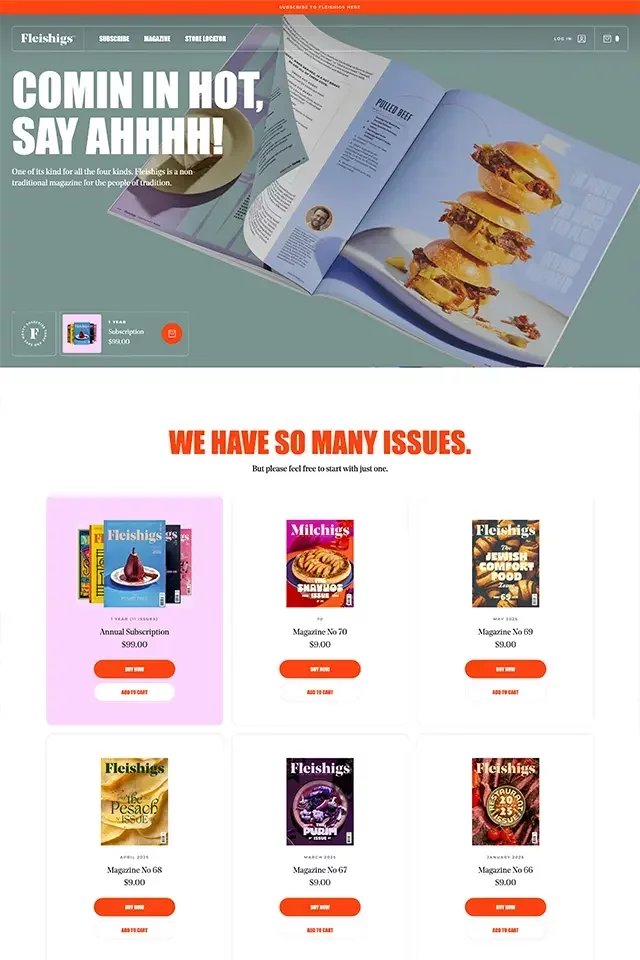Fleishigs landing page