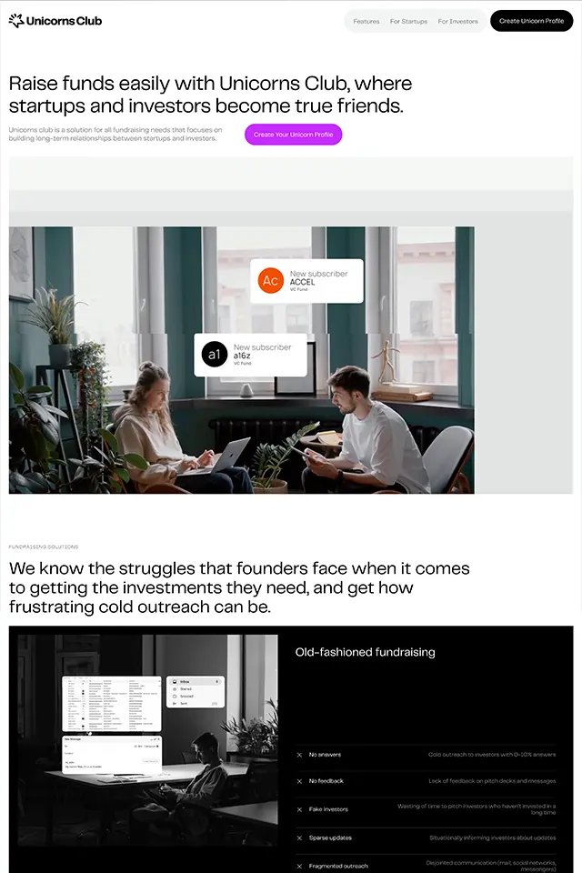 Unicorns Club landing page