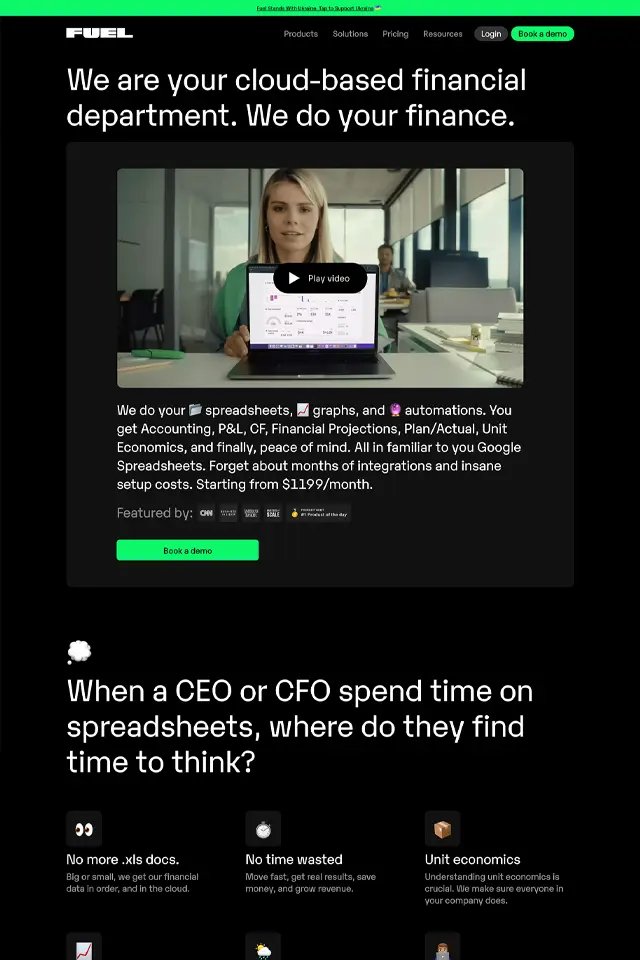 Fuel landing page