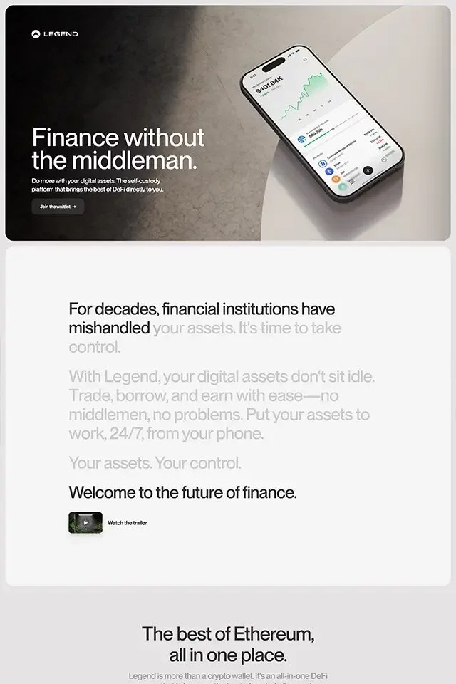 Legend landing page