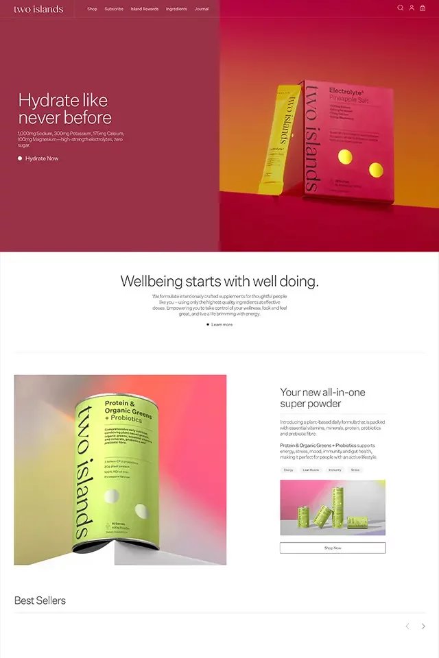 Two Islands landing page