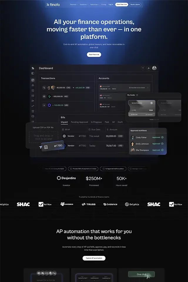 Finofo landing page