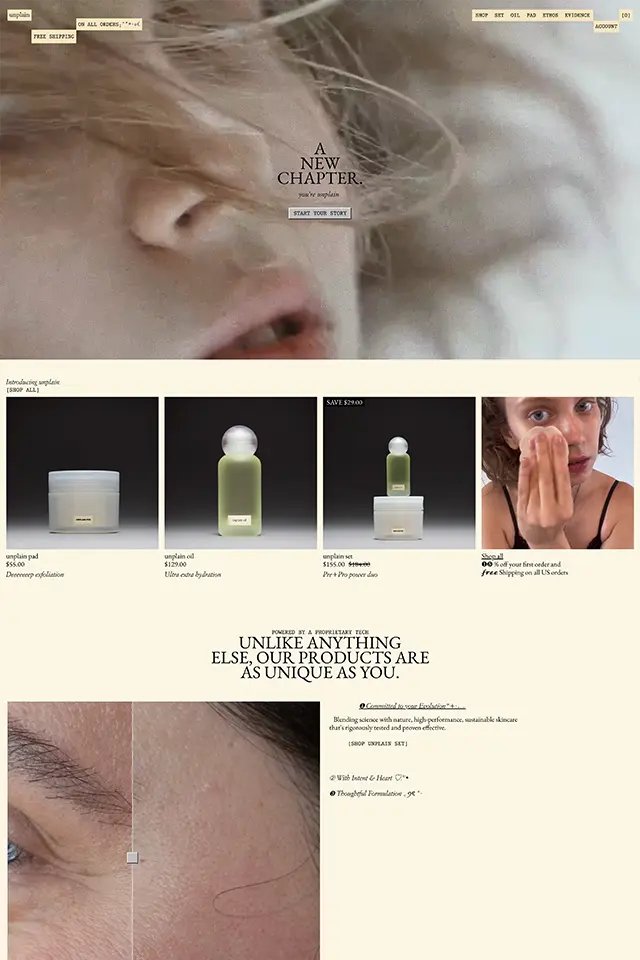 Unplain landing page