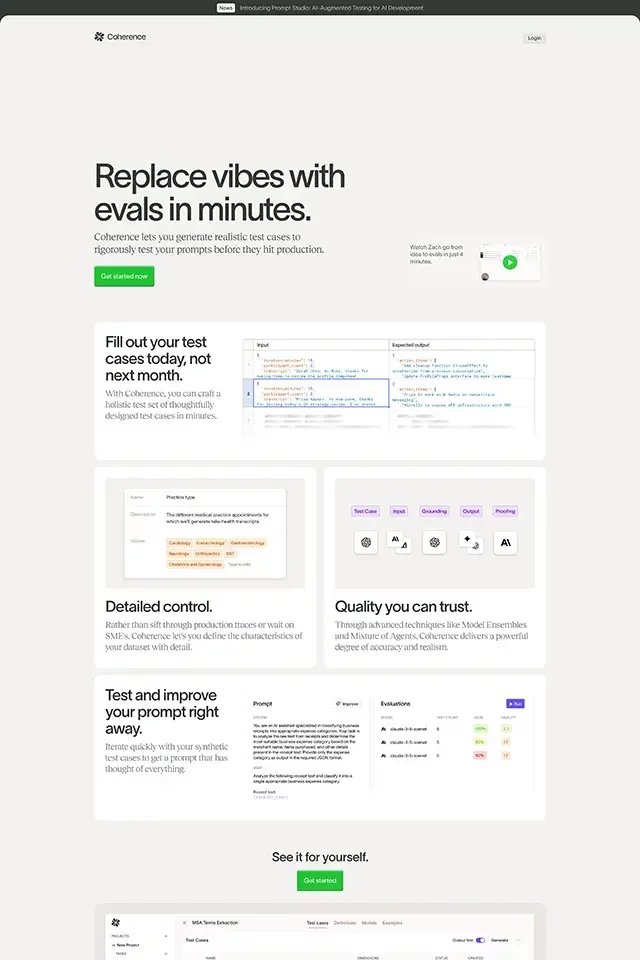 Coherence landing page
