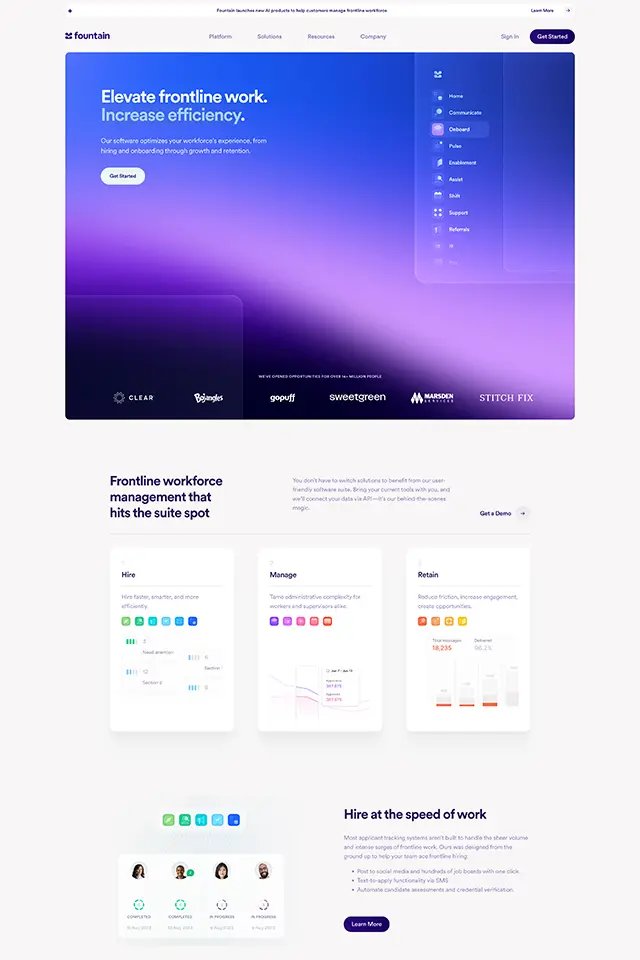 Fountain landing page