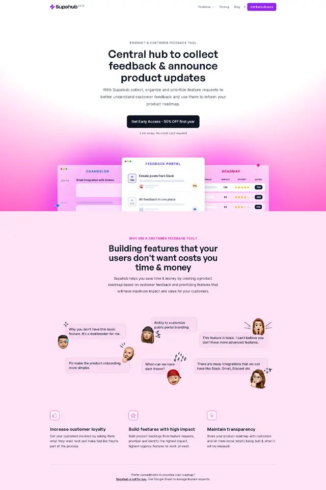 Supahub landing page