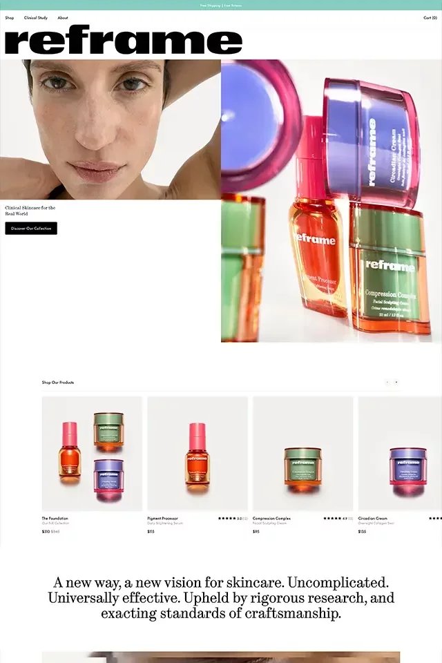 Reframe Beauty landing page