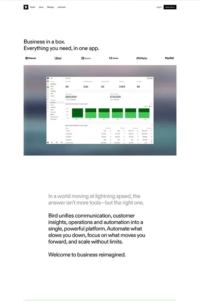 Bird landing page