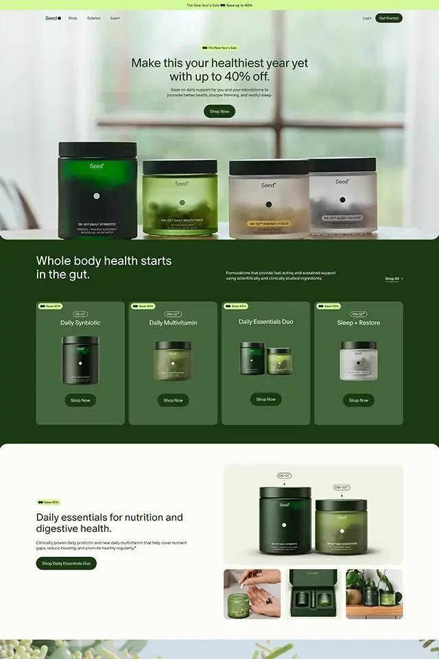 Seed landing page