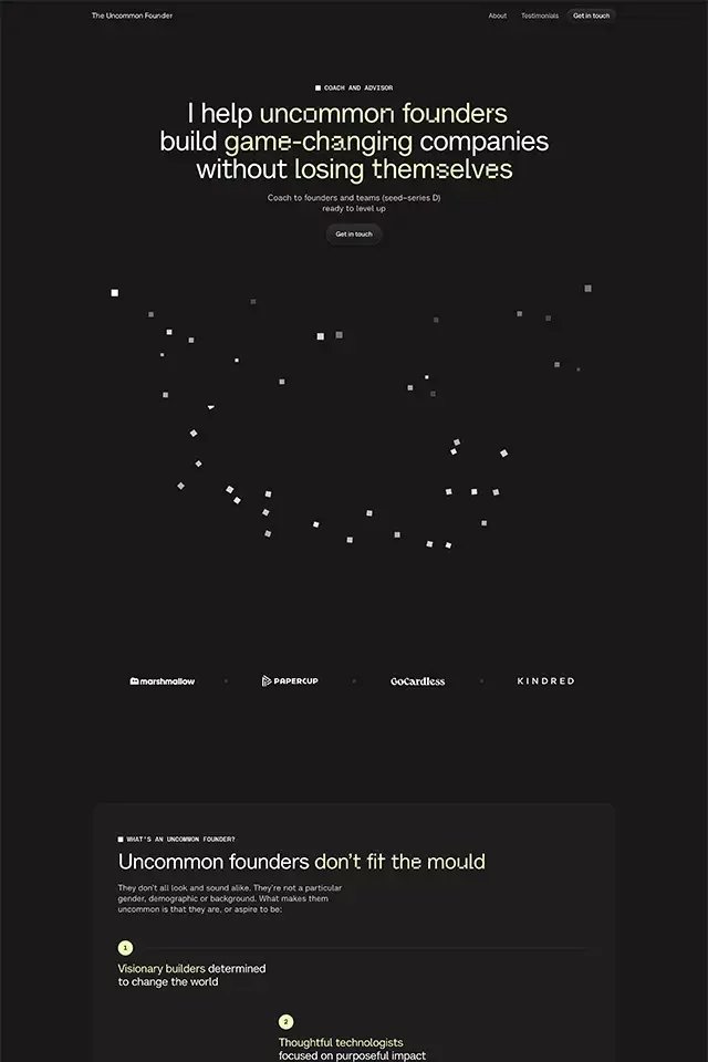 The Uncommon Founder landing page