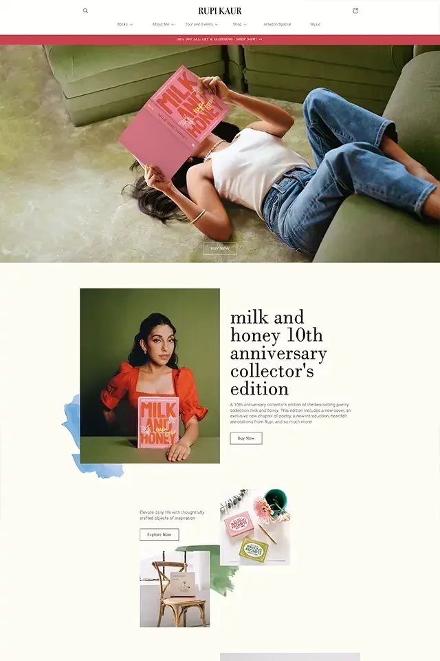 Rupi Kaur landing page